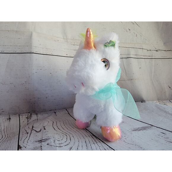 MTY INTERNATIONAL Small White Rainbow Unicorn Plush Rainbow Plastic Eyes - Picture 3 of 7